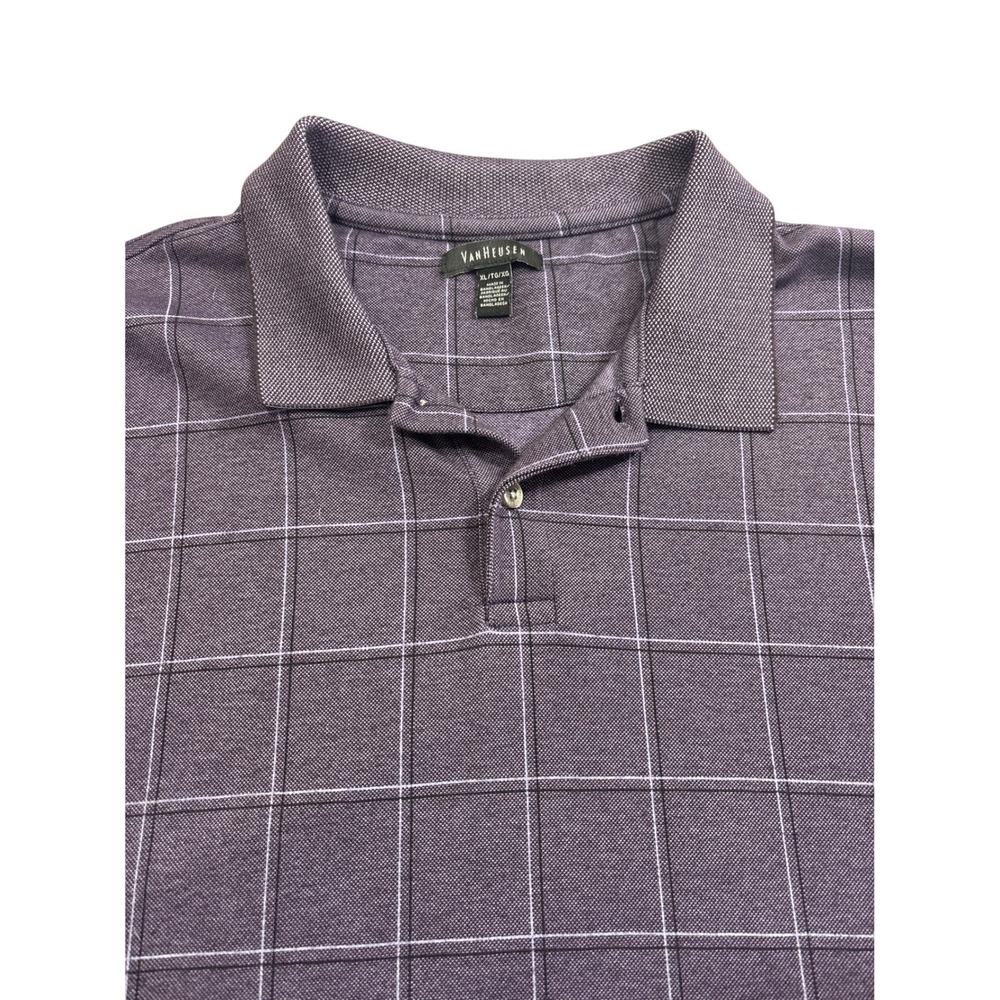 Van Heusen‎ Mens Plaid Button Neck Short Sleeve Polo Shirt Size Large